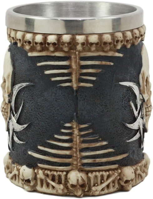Ebros Evil Grinning Tribal Skull Mug Beer Stein Tankard With Skulls Skeletal Spine Bones Handle Coffee Cup 11 Ounces For Drinks Beverage Holder Co...