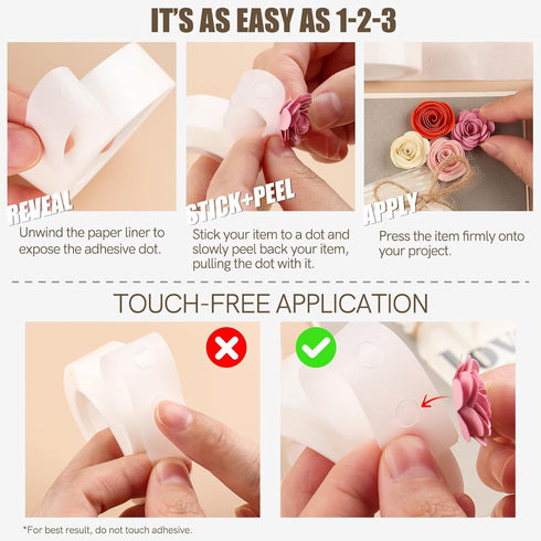 1800 Pcs 3/16in (5mm) Clear Mini Glue Point Dots,6 Roll Double Sided Self-Adhesive Dots Stickers for Craft,Ultra Thin Adhesive Dots,Permanent Stic...