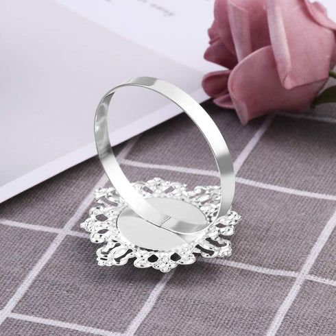 VORCOOL 12pcs Napkin Rings Napkin Holders Wedding Banquet Dinner Decoration (Silver)...