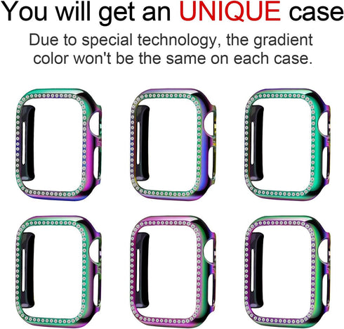 Compatible with Apple Watch Case 44mm SE SE2 Series 6/5/4 Bling Crystal Diamonds Rhinestone Bumper Cover for Women, Hard PC Protective Frame for i...