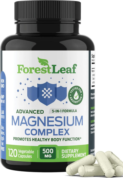 ForestLeaf Magnesium Complex 500mg - Magnesium 500mg Capsules - Magnesium Supplement 500 mg - Magnesium for Sleep, Magnesium for Constipation - Ma...
