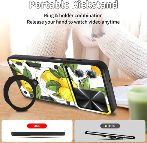 for Motorola Moto G Stylus 5G 2023 Case with Slide Camera Lens Cover & 360 Degree Rotate Ring Kickstand Hybrid Dual Layer Heavy Duty Protective Ph...