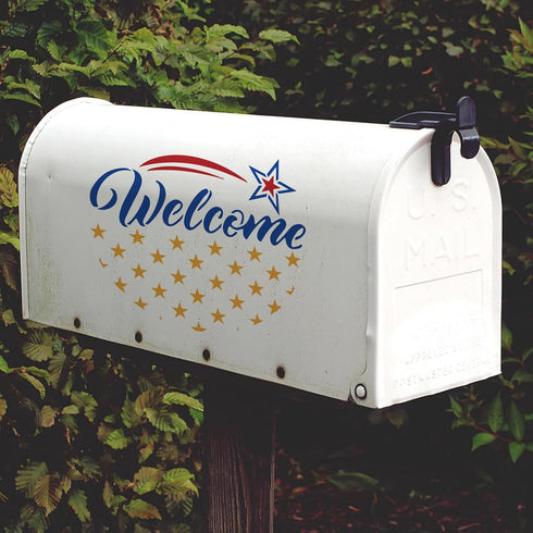 12pcs Independence Day Welcome Stencil for Painting on Wood 4th of July Half Round Stencils 12inch Free Combination America Flag Freedom Star Sten...