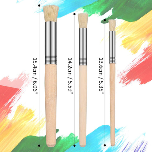 Wooden Stencil Brushes Natural Stencil Bristle Brushes Dome Art Painting Brushes Wood Paint Template Brush for Acrylic Oil Watercolor Art Painting...