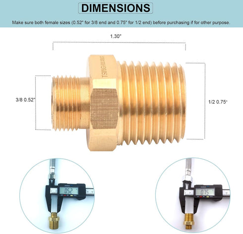 4 Pack RV Faucet Adapter 1/2 to 3/8 Reducer Faucet Supply Line Adapter Brass Compression Fitting Compatible with Plumbing Water Hose...