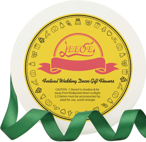 Double Face Forest Green Satin Ribbon 1/2 inch X 50 Yards Polyester Forest Green Ribbon for Gift Wrapping Very Suitable for Weddings Party Invitat...