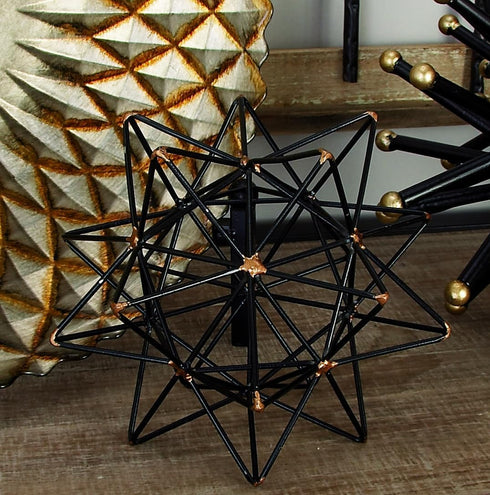 Deco 79 Metal Geometric Decorative Sculpture Home Decor Statue with Gold Accents, Accent Figurine 7" x 7" x 7", Black...