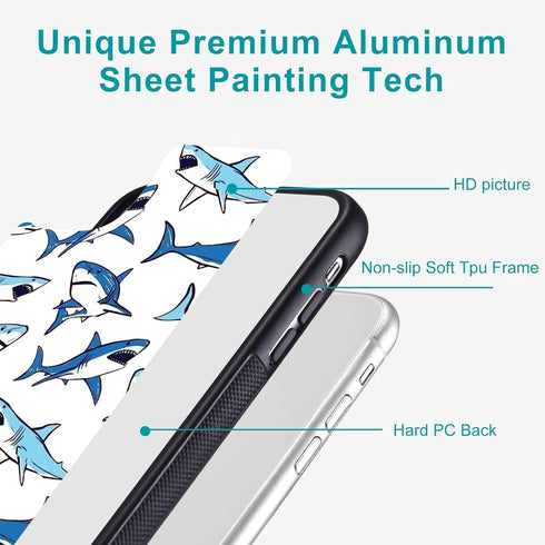 Blue Shark Case for iphone 15 Girls Women Art Animal Design Soft TPU Hard Back Shockproof Anti-Scratch Protective Cover Case for iPhone 15...