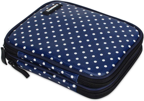 Damero Crochet Hook Case, Travel Storage Bag for Various Crochet Needles and Accessories, Lightweight and Compact, Easy to Carry, Medium, Blue Dot...