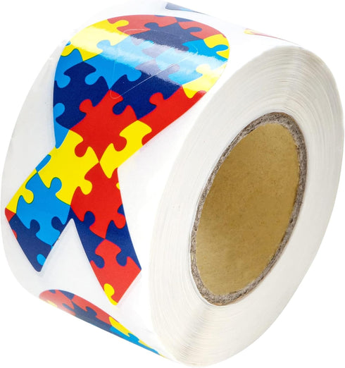 250 Autism Ribbon Shaped Stickers for Autism/Asperger's Awareness - Perfect for Events, Support Groups, Fundraisers and More!...