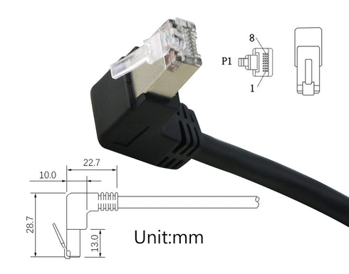SinLoon RJ45 Ethernet Adapter Cable 90 Degree Downward Male to Famale Ethernet Switch Adapter Cable for CAT 5/CAT 6 LAN Ethernet Socket Connector ...