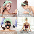 6pcs Green Spa Headband Sponge Face Wash Headband and Wristband Set Makeup Head Band Puffy Skincare Headband Terry Cloth Wrist Towels Hair Band fo...