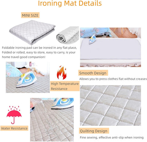Ironing Mat Blanket Ironing Board Replacement, Iron Board Alternative Cover, Portable Travel Ironing Pad, Quilted Heat Resistant Ironing Pad Cover...