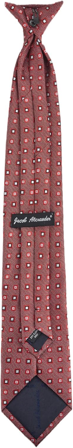 Jacob Alexander Men's Pre-Tied Diamond Pattern Clip-On Neck Tie - Red...