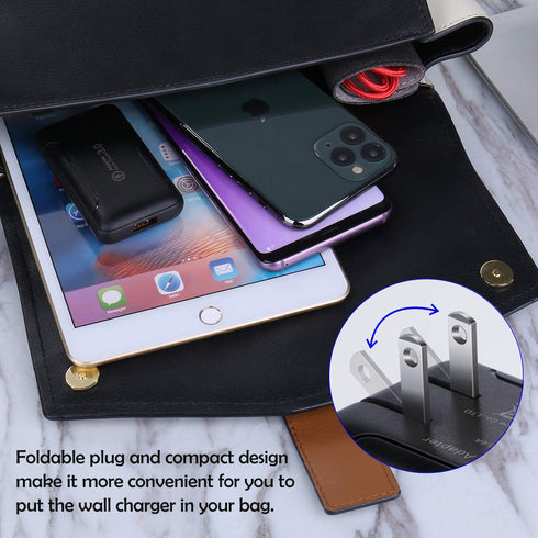 Flat USB Wall Charger, Costyle 3 Pack 18W 3A Quick Fast Charge 3.0 Adapter Slim Foldable USB Wall Plug Charging Block for Samsung Galaxy Android P...