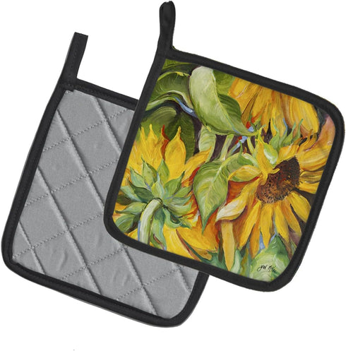 Caroline's Treasures JMK1266PTHD Sunflowers Pair of Pot Holders Kitchen Heat Resistant Pot Holders Sets Oven Hot Pads for Cooking Baking BBQ, 7 1/...