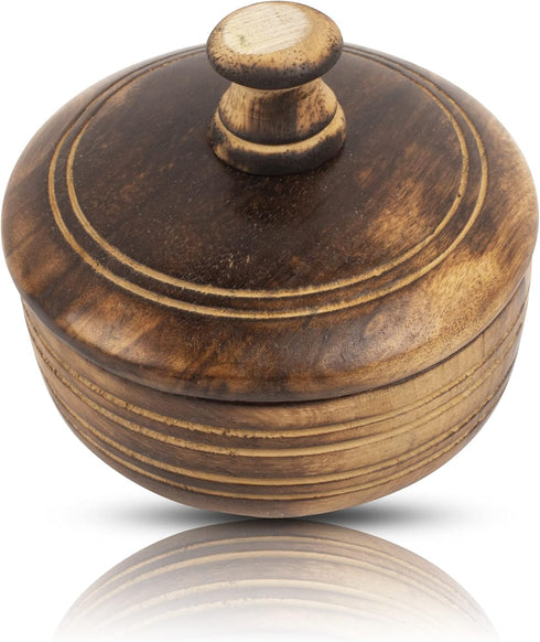 Decorative Rustic Wooden Sugar Bowl With Lid Wide Mouth Candy Treat Jar Spice Jar Holder Condiment Nuts Serving Bowl Pot Salt Spice Herb Loose Lea...