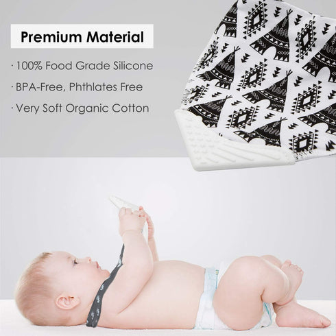 Giftty BabyBandana Bibs with Teething Corner, Teething Bib, BPA-Free Silicone Teether and Adjustable Snap for Baby Boys, (Black Forest, 5-Pack)...