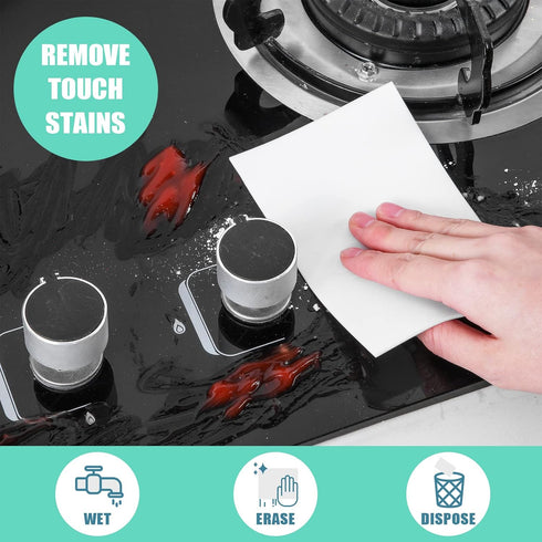 200 Pack Eraser Sheets Disposable Cleaning Sponge Thin Melamine Foam Sponge Eraser Nano White Eraser Wipes for Bathroom Kitchen Dish Furniture, Ha...