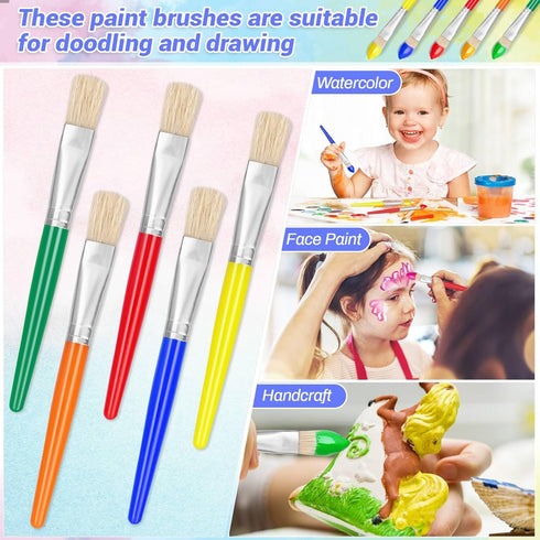 10Pcs Paint Brushes for Pumpkin Painting, Anezus Kids Paint Brushes Classroom Toddlers Paint Brush Set Flat Top Brushed for Preschool Daycare Craf...