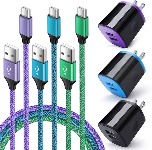 Wall Charger Plug 3 Pack, Type C Charger Cable 3 Pack 6FT Compatible for Motorola Moto G Fast/G Power/G Stylus/G Pro/G Play, Edge 5G UW/One 5G UW ...