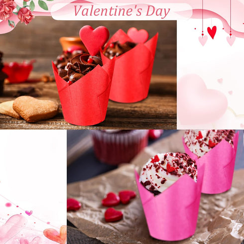 200 Pcs Tulip Cupcake Liners Muffin Baking Cupcake Liners Baking Cups Holders Heat Resistant Muffin Liners Wrappers for Wedding Party Birthday Bab...