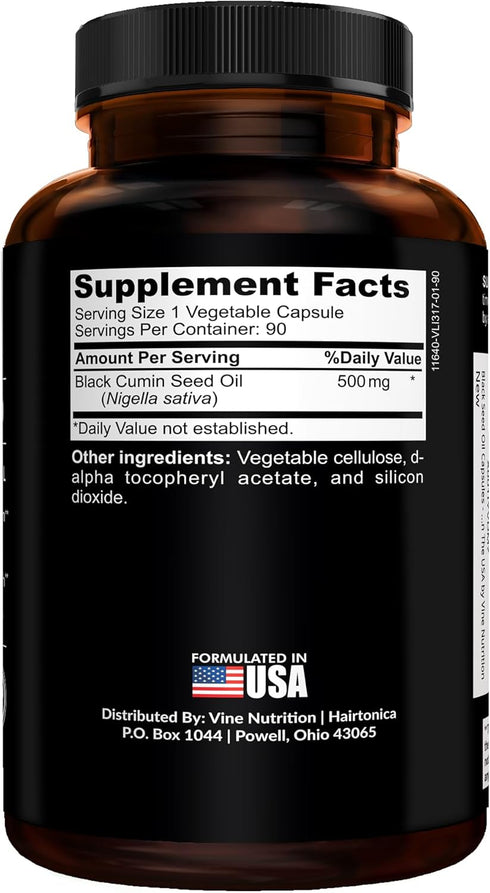 Black Seed Oil Capsules - Nigella Sativa - Immune Support Supplement Soft Gels - Cold Pressed Antioxidant Vegetarian Black Cumin Pills - 500 Milli...