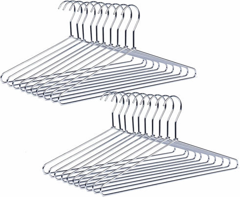 Amber Home 20 Pack Heavy Duty Metal Shirt Coat Hangers, Stainless Steel Clothes Hanger with Polished Chrome, 17 Inch Silver Metal Wire Hanger...