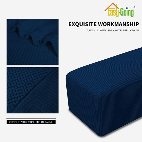 Easy-Going Stretch Ottoman Cover Folding Storage Stool Furniture Protector Soft Rectangle slipcover with Elastic Bottom(Ottoman Large,Navy)...
