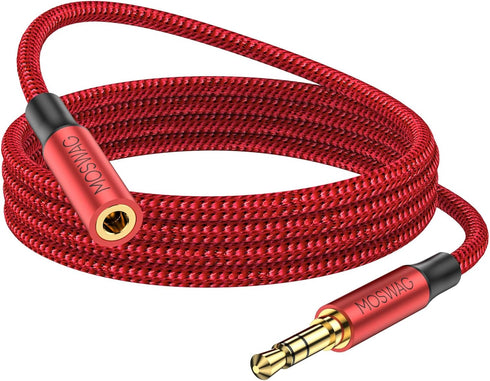 MOSWAG 3.28FT/1Meter 3.5mm Extension Cable Audio Male to Female Stereo Extension Adapter Nylon Braided Cord Compatible for Home/Car Stereos Smartp...
