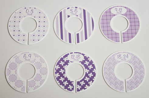 6 Baby Girl Nursery C134 Clothing Size Closet Dividers Purple Theme...