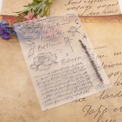 Flowers Mail Clear Stamps for Card Making Vintage Letter Transparent Silicone Stamp DIY Scrapbooking Supplies Embossing Paper Card Album...