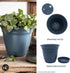 The HC Companies 8 Inch Eclipse Round Planter with Saucer - Indoor Outdoor Plant Pot for Flowers, Vegetables, and Herbs, Slate Blue...