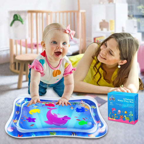ZMLM Baby Tummy-Time Water Mat: Infant Baby Toy Gift Activity Play Mat Inflatable Sensory Playmat Babies Belly Time Pat Indoor Small Pad for 3 6 9...
