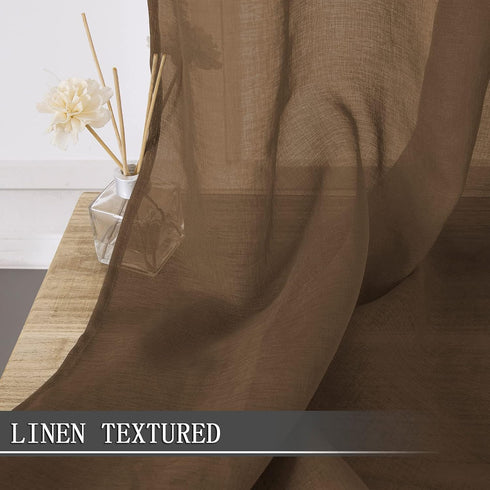 Tollpiz Sheer Tier Curtain Linen Textured Half Kitchen Curtains Sheer Light Filtering Rod Pocket Voile Small Curtains for Bathroom, 25 x 36 inches...
