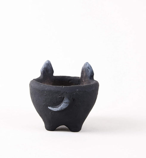 Small Flower Pots for Succulents 1.5-2.4 in - Black Ceramic French Bulldog Mini Pots for Potted Succulent and Cactus Planters Indoor Room Decor- C...