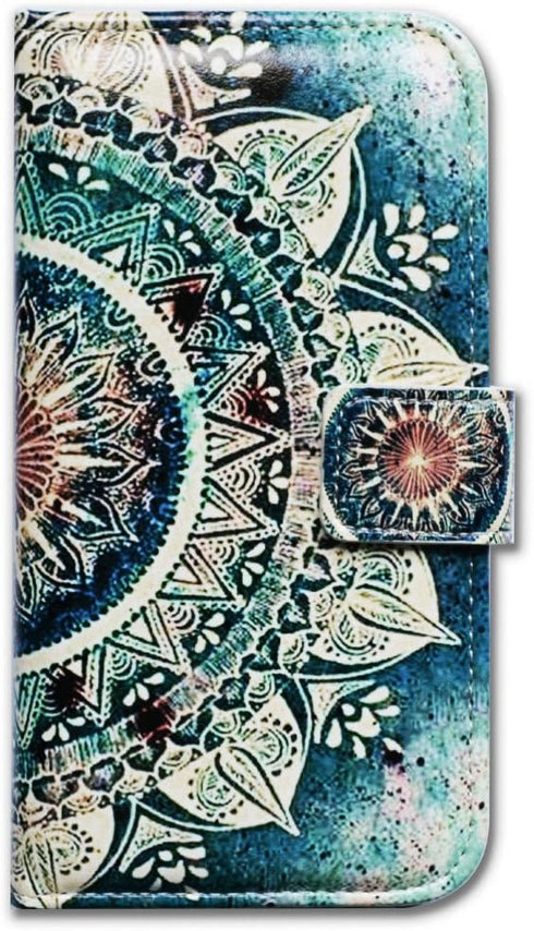 Case for Galaxy S10e, Green Circular Mandala Wallet Flip Folio Leather Cover Case with Credit Card Holder ID Slot Kickstand for Samsung Galaxy S10...