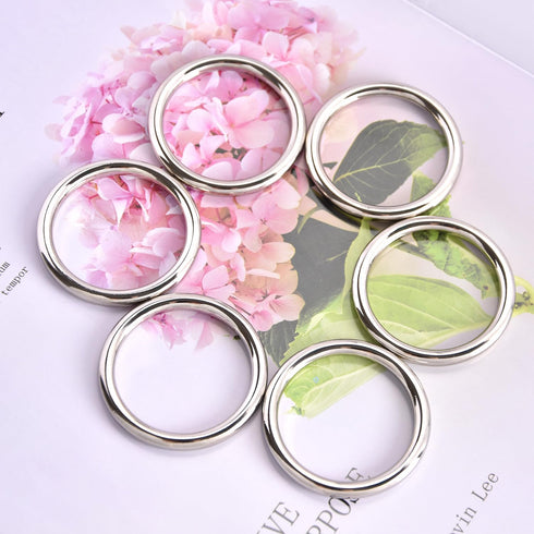 6 Pcs Metal O Ring Buckles Seamless Welded O-Rings Buckle for DIY Crafts, Bag Buckles, Bags, Dog Leashes, Purse Luggage Accessories(Silver, 1-1/2'...