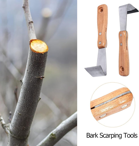 DOITOOL Felled Draw Shave Knife: 2pcs Bark Removal Tool Straight Drawing Knife Woodworking Tool Log Debarker Tool Bark Peeler Bark Stripping Tool...