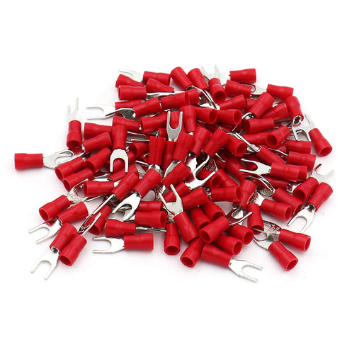 Baomain Red Insulated Fork Spade Wire Connector Electrical Crimp Terminal 16-22AWG #8 USA Screw (200PCS)...