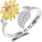 BEILIN You Are My Sunshine Sunflower Ring for Women S925 Sterling Silver I Love You Forever Promise CZ Heart Ring Adjustable Wrap Open Ring...