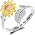 BEILIN You Are My Sunshine Sunflower Ring for Women S925 Sterling Silver I Love You Forever Promise CZ Heart Ring Adjustable Wrap Open Ring...
