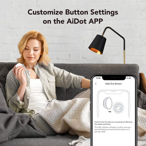 OREiN Smart Light Bulbs Mini Switch Remote Button Control, Exclusive for Aidot Smart Light Bulbs, Dimmer Switch, Wire-Free, Bluetooth Light Switch...