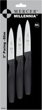 Mercer Culinary M23903 Millennia Black Handle, 3-Inch Slim Paring Knives (3-Pack), Paring Knife...