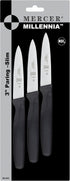 Mercer Culinary M23903 Millennia Black Handle, 3-Inch Slim Paring Knives (3-Pack), Paring Knife...