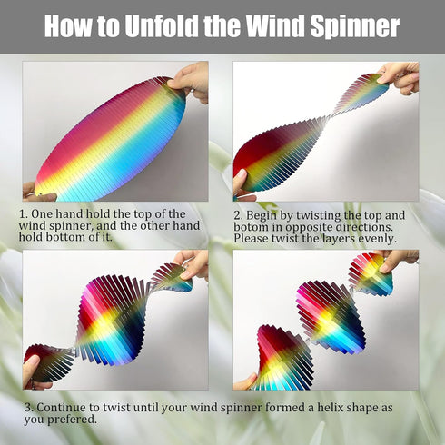 Helix Metal Wind Spinners for Yard and Garden,12 Inch 3D Stainless Steel Hanging Kinetic Yard Art Wind Sculpture, Rainbow Helix Kinetic Art Garden...
