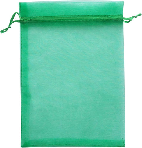 50 Pieces 5x7 inches Gift Wrap Bags Green, Organza Sheer Fabric,Drawstring Classy Present Bags for Baby Shower Favor,Candy,Christmas Favour,Sample...