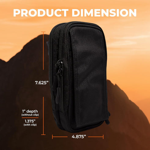 XL StrapPack Two Zipper Clip-On Pouch (Black), Travel Wallet, Backpack Pouch, Passport Holder...