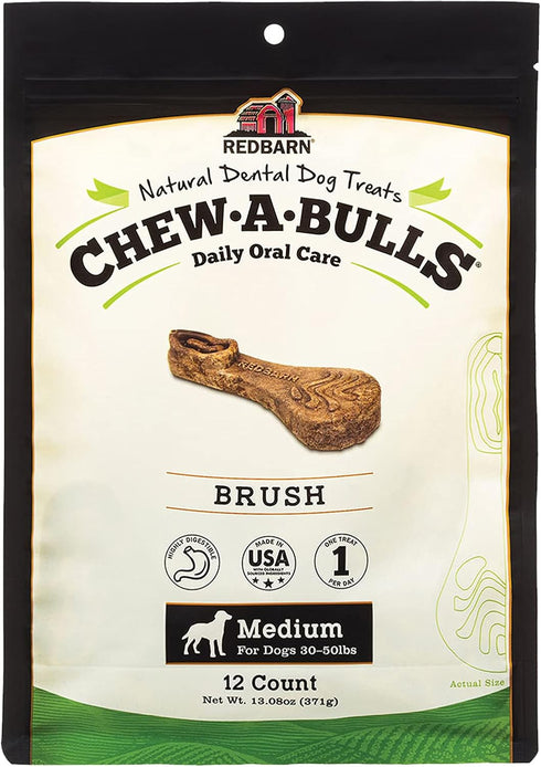 Redbarn Chew-A-Bulls (Size: Medium | Shape: Brush | 12-Count (Pack of 1))...