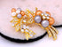 Alilang Womens Yellow Golden Tone Clear Rhinestones Faux Pearls Floral Flower Brooch Pin...